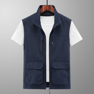 New 2023 Autumn Sports Men's Clothing Cardigan Outdoor Stand Collar Cotton Clothes Waistcoat Men's Casual Waistcoat