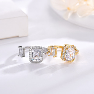 Douyin small red book with the same fashion high sense light luxury full diamond zircon open ring female temperament elegant hand jewelry