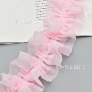 in stock 6cm Double Layer Chiffon Stereo Pleated Lace Clothing Clothing Handmade Accessories Discount Lace