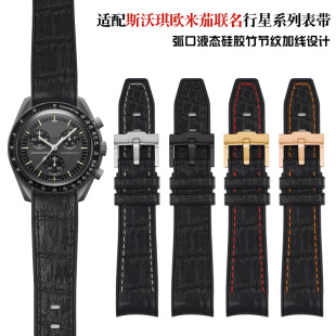 Suitable for Omega Swatch Joint Planetary Series Liquid Silicone Bamboo Plus Line Watch with Arc Mouth 20mm