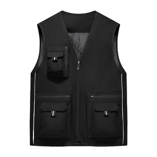 Men's waistcoat can be customized LOGO multi-pocket waistcoat V-neck photography fishing waistcoat work vest group purchase customized