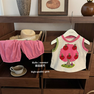 [dessert cheese] ins super fire! Baby Girl Cute Three-Dimensional Crochet Apple Tree T-Shirt Bloomers