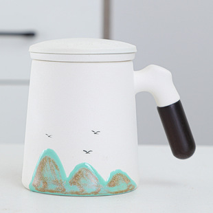 Office Tea Separation Ceramic Cup Filter with Lid Tea Cup Customer Accompanying Gift Business Event Gift System
