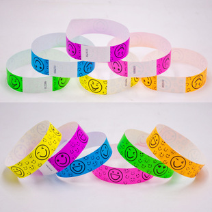 100 Pieces of Ready-Made Fluorescent Color Bracelets, One-Time Custom-Made Self-Adhesive Wristbands, Waterproof Amusement Park Identification Tickets