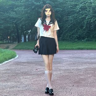 White Sailor Suit Jk Pleated Skirt Set Uniform Original Japanese Style不良少女 Short Skirt College Style Student Outfit