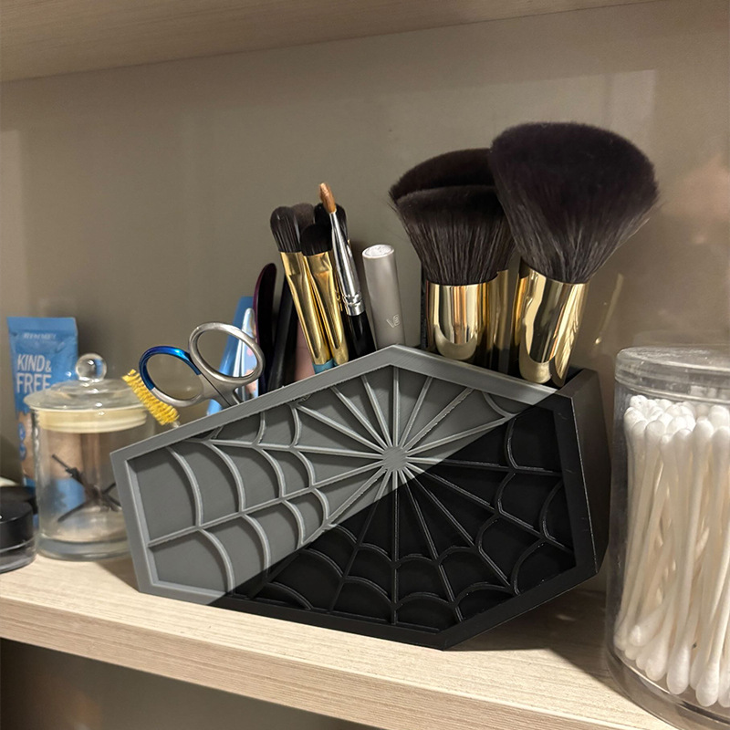 Cross-Border Gothic Style 3D Printed Makeup Brush Storage Box Coffin-Shaped Makeup Brush Storage Box Black Storage Box