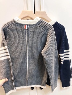South Korea Children's Wear Handsome Style Boy's Korean Style Four-way Bar Sweater Lazy Style Loose Casual All-match Pullover