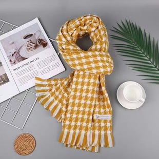 Houndstooth plaid scarf women's winter warm 2024 new Korean version of Joker student couple scarf manufacturers wholesale