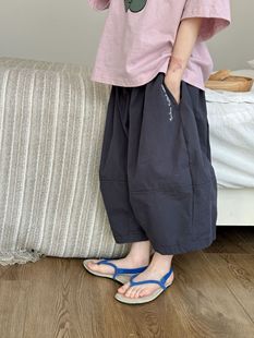 Summer Children's Loose Japanese Casual Pants for Boys and Girls Thin Letter Embroidered Carrot Pants All-match Capri Pants