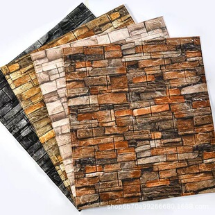 3d Three-dimensional Self-adhesive Wallpaper Retro Brick Pattern Waterproof Moisture-proof Foam Wall Stickers Clothing Store Restaurant Hot Pot Shop Wallpaper