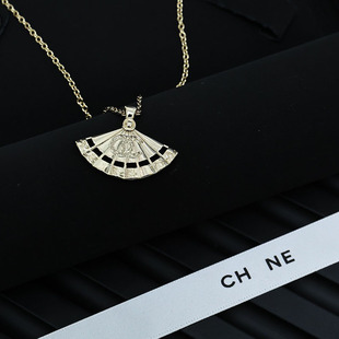 New Hangzhou Show Chinese-style Fan Necklace with Full Textile Fashionable and Exquisite All-match Essential Item Necklace for Women