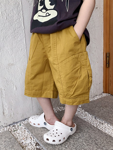 Summer boys' overalls shorts new children's clothing children's western style fifth pants medium and big children's loose casual shorts fashion