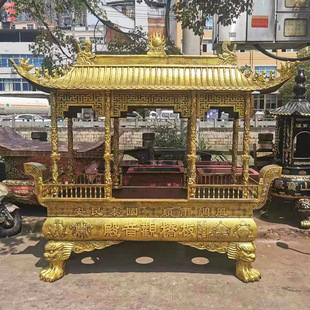 Ancestral Temple Ancestral Temple Outdoor Cast Iron Bronze Cicer Ancestral Temple Classical Rectangular Six Beasts Eight Dragon Pillar Cicer