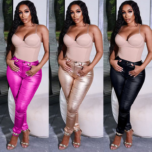 Y1891 European and American Amazon cross-border supply 2023 spring and summer new women's gilded sexy pants
