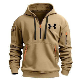Autumn 2024 Cross-border Casual Men's Hooded High-rise Thickened fleece-lined Sweat Youth Fashion Trend Sports Sweat