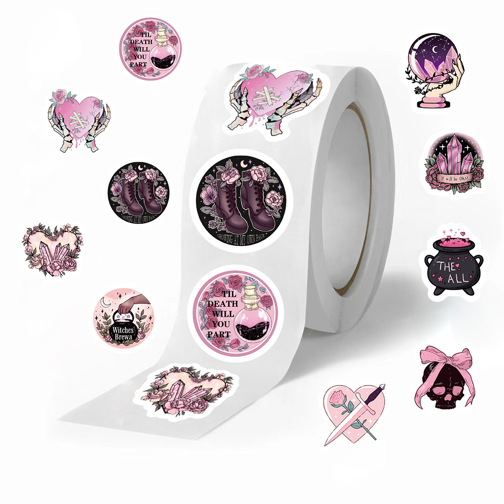 500 sheets/roll roll paste cross-border hot tape cartoon pink gothic hand account material envelope sealing paste batch