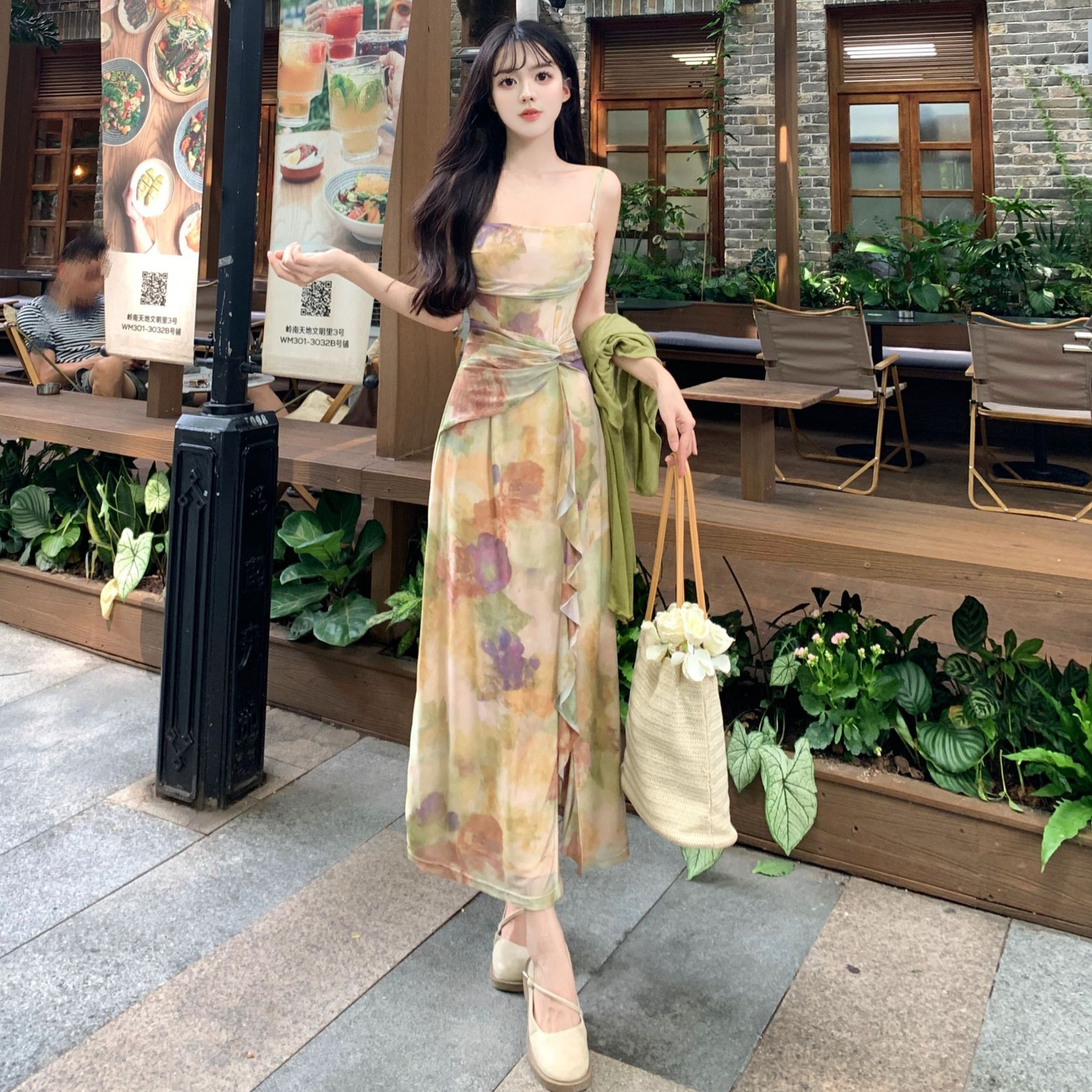 2026 Spring New Large Size French Style Pure Desire Camisole Dress with Cardigan Two-Piece Set