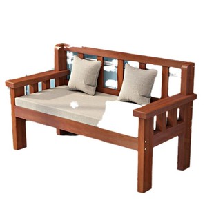 Full Solid Wood Sofa Combination Three-Seat Pine Wood Sofa Bench Small Apartment Living Room Simple Backrest Single Wooden Sofa