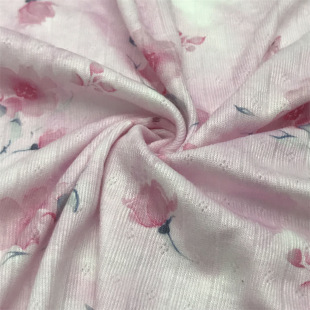 Spring and Summer Pit Strip Rhombus Jacquard Knitted Printed Material High Elastic Rib Fabric Water-Melted Jacquard Soft and Skin-Friendly Girl's Clothing