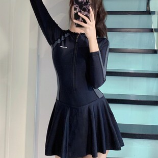 Women's long-sleeved one-piece swimsuit 2024 new one-piece belly covering slimming conservative Sports Super fairy in s style Hot Spring