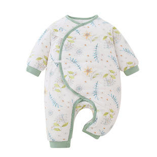 Constant temperature silk baby clothes spring spring newborn baby class a jumpsuit newborn cotton-padded coat outerwear