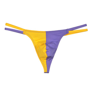 Foreign trade European and American style low waist men's underwear color matching cotton thin belt sports running seamless thong Y005