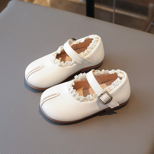 Girls' Leather Shoes 2025 Spring and Autumn Korean Style Princess Shoes Baby's Comfortable Soft Sole Sheep's Hoof Lace Small Single Shoes