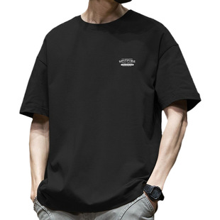 Short-sleeved T-shirt Men's American-style Simple Three-dimensional Printed Round Neck Half-sleeved Ins Pure Cotton Loose Couple's Base Shirt