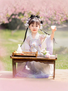 Hanfu Girls Summer 2025 New Short-sleeved Purple Super Fairy Dress Antique High-end Princess Dress Elegant Performance Dress