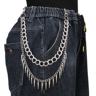 Europe and the United States cross-border jewelry ins style fashion personality trend rivet pendant tassel pants chain hip hop punk accessories