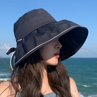 South Korea sun hat women's summer new black glue UV protection big brim sun hat outdoor leisure all-match sun hat