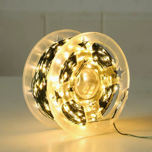 LED Remote Control Christmas Tree Lights String Green Wire Copper Star Lights String Lights All over the Sky Stars Green Plant Christmas Rattan Wreath