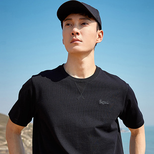 Road Toucher Summer Men's Short-sleeved T-shirt Pure Cotton Half-sleeved Casual All-match Embroidered T-shirt Base Shirt Sports