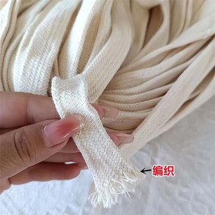 Pure Cotton Hollow Flat Rope Cylinder Hollow Double Layer Flat Ribbon Garment Decorative Rope Waist Rope Hat Rope Black 1cm1.5cm