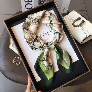 Silk Large Square Scarf All-match Spring and Autumn Summer Small Fragrant Style Black and White Camellia Mulberry Silk Scarf Shawl Women