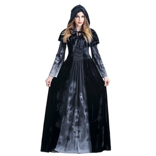 20.24 million Halloween New Skull Print Witch Vampire Costume Queen Costume Party Witch Witch Costume