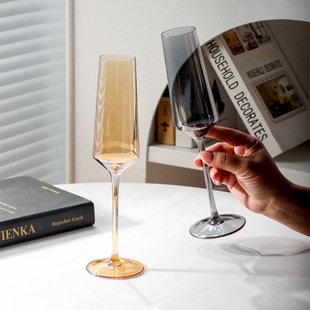 Light Luxury Electroplated Champagne Goblet European-style Crystal Glass Wine Glass High-value INS Home Bar Wine Glass