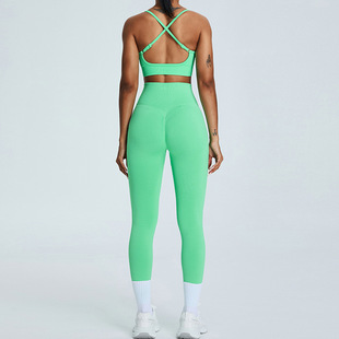 Amazon new workout clothes suit women's sexy peach yoga pants tight quick-drying yoga vest sports underwear