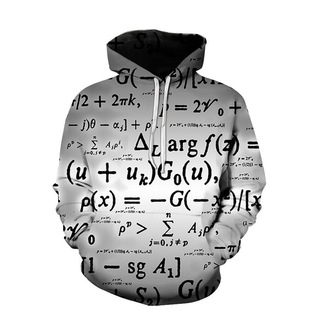 Europe and the United States spring and autumn new mathematical formula 3D digital printing loose lovers hooded sweater in stock