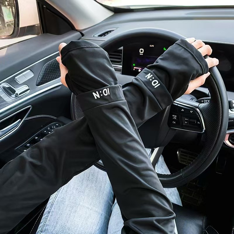 Loose-Fitting Extended Gloves, Silk Upf50+, Summer Arm Protection, Cycling Sun Protection Sleeves, Ice Sleeves for Men, Cooling Sunshade
