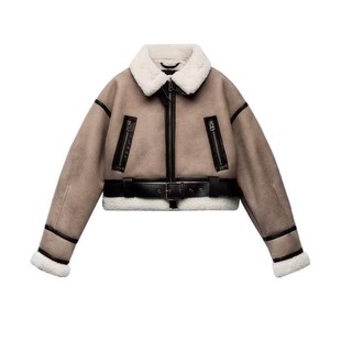 TAOP & ZA Winter New Women's Fur One Lapel Thickened Warm Double-sided Short Jacket Coat 8073235