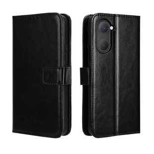 For VIVO Y03 4G Mobile Phone Case vivoY03 Wallet Crazy Horse Pattern Flip Cover Protective Leather Case Lanyard Case