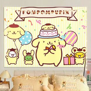 Мультяшная подвесная ткань Sanrio Pudding Dog, украшение для комнаты, фото, милый прикроватный гобелен, композиция, ткань для фона на день рождения