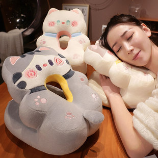Summer Ice Silk Sleeping Pillow Holding Cat Double Sided Nap Pillow Office Pillow Student Lunch Break Hand Pillow Pillow
