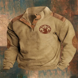 2023 autumn cross-border 3D sweater digital printing stand collar men's casual sweater hot sale