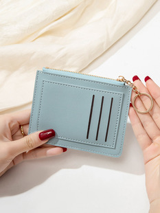 New Card Bag Coin Purse 2025 Cross-border Hot-selling Ultra-thin Zipper Short Wallet Fashionable Simple Women's Coin Bag