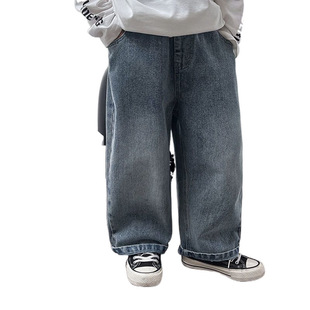 Children's Jeans Autumn 2025 Children's Wear Korean Baby Casual Pants Smiley Embroidered Boys Jeans in stock