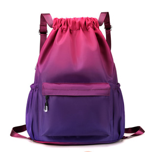 Wholesale folding travel backpack women's large capacity Oxford cloth shopping bag drawstring small backpack portable dual-use backpack