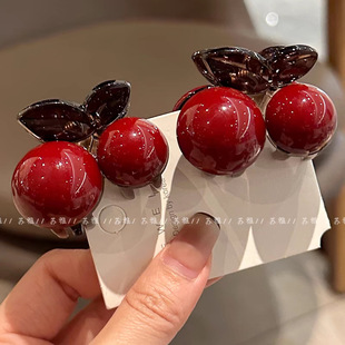 Highlight Amber Cherry Small Grab Clip Women's 2025 New High-end Hairpin Back Head Front Side Clip Hair Accessories