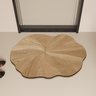 Cross-border wood grain lotus leaf shaped mat bathroom absorbent mat bathroom door anti-slip mat porch entrance dirt-resistant mat